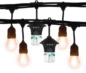BiteFighter Outdoor LED Weatherproof Proven Mosquito Repellent String Lights 36 Ft, Includes 3 Replaceable Repellent Pods