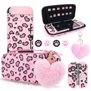 Pink Love Leopard Carrying Case for Switch, Cute Silicone Protective Shell Soft Cover with 4PCS Thumb Grip Caps and Pink Plush Heart Pendant Hard Storage Case Accessories Kit Bundle for Girls Pink Love Leopard Carrying Case for Switch, Cute Silicone Protective Shell Soft Cover with 4PCS Thumb Grip Caps and Pink Plush Heart Pendant Hard Storage Case Accessories Kit Bundle for Girls
