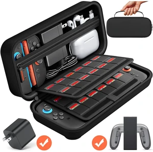 Switch Carrying Case Compatible with Nintendo Switch 2 - Fits Official AC Adapter - with 24 Games Cartridges Protective Travel Carrying Pouch for Console & Accessories Playstation Vita Case Switch Carrying Case Compatible with Nintendo Switch 2 - Fits Official AC Adapter - with 24 Games Cartridges Protective Travel Carrying Pouch for Console & Accessories Playstation Vita Case