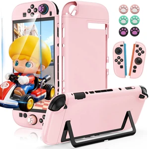 Dockable Protective Hard Cover for Nintendo Switch 2 with 6 Thumb Grip Caps | Full-Body Slim Hard Shell Cover Switch 2 Accessories, Scratch&Shock Protection Case with Screen Protector, Pink Dockable Protective Hard Cover for Nintendo Switch 2 with 6 Thumb Grip Caps | Full-Body Slim Hard Shell Cover Switch 2 Accessories, Scratch&Shock Protection Case with Screen Protector, Pink
