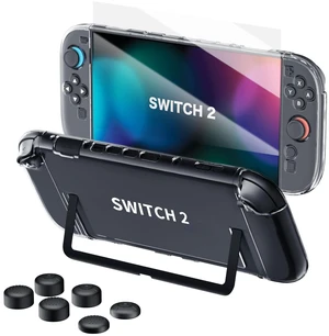 Switch 2 Case for Nintendo, Dockable Shock Absorption Cover Shell | Screen Protector Film, Joy Con Controller Skin, Thumb Grips, Anti-Scratch Guard, Handheld Protective Accessories Kit