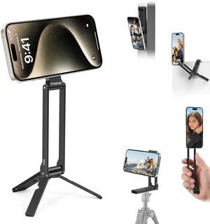 ST28 360° Rotation Magnetic Phone Tripod Stand for iPhone 18 Pro | 5-in-1 Aluminum Mount with Magnetic Base, Hook, 1/4" Screw Hole, Foldable Compact Gift for Content Creator Travel Video Calls ST28 360° Rotation Magnetic Phone Tripod Stand for iPhone 18 Pro | 5-in-1 Aluminum Mount with Magnetic Base, Hook, 1/4" Screw Hole, Foldable Compact Gift for Content Creator Travel Video Calls