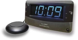 Dual Extra Loud Alarm Clock with Bed Shaker Sonic Boom Vibrating Alarm Clock for Heavy Sleepers, Battery Backup | Wake with a Shake (Black)