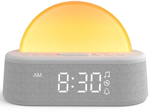 Sunrise Alarm Clock Sound Machine, Gentle Wake Up Light for Kids Bedrooms | 30 Soothing Sounds, 8 Color Night Light, 7 Alarm Tones, Snooze, Timer, Dimmable Brightness, Compact, Plug-in, Ideal for Gift Sunrise Alarm Clock Sound Machine, Gentle Wake Up Light for Kids Bedrooms | 30 Soothing Sounds, 8 Color Night Light, 7 Alarm Tones, Snooze, Timer, Dimmable Brightness, Compact, Plug-in, Ideal for Gift