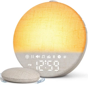 Sunrise Alarm Clock Radio with Bed Shaker for Heavy Sleepers, Extra Loud FM Radio Alarm, Bluetooth Speaker, Dimmable Night Light for Bedrooms Kids, 7 Wake-Up Modes, Cream Linen Sunrise Alarm Clock Radio with Bed Shaker for Heavy Sleepers, Extra Loud FM Radio Alarm, Bluetooth Speaker, Dimmable Night Light for Bedrooms Kids, 7 Wake-Up Modes, Cream Linen