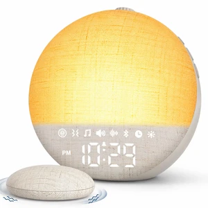 Sunrise Alarm Clock with Bed Shaker for Heavy Sleepers Bedroom, White Noise Sound Machine for Sleep Baby Adults, Bluetooth, Timer, Loud Alarm Clock Wake Up Light for Kids, Night Light Dimmer