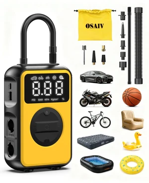 Tire Inflator Portable Air Compressor Cordless with Pressure Gauge and Auto Shut-Off Function, Dual Modes Air Pump - 150 PSI for Car Bike Tires & 4.0 kPa for Air Mattresses and Inflatables Tire Inflator Portable Air Compressor Cordless with Pressure Gauge and Auto Shut-Off Function, Dual Modes Air Pump - 150 PSI for Car Bike Tires & 4.0 kPa for Air Mattresses and Inflatables