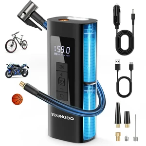 Tire Inflator Portable Air Compressor, Bike Pump | 150 PSI Cordless Air Pump, Fast Inflation, Auto Shut-off, Pressure Gauge, LED Light, for Car, Bike, Motorcycle and Ball Tire Inflator Portable Air Compressor, Bike Pump | 150 PSI Cordless Air Pump, Fast Inflation, Auto Shut-off, Pressure Gauge, LED Light, for Car, Bike, Motorcycle and Ball