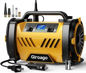 Tire Inflator Portable Air Compressor - 12V DC/120V AC Dual Power | Air Pump with Dual Metal Motors, Fast Inflation, 150PSI Digital Gauge for Car, SUV, Bike Tires and Air Mattresses, Yellow Tire Inflator Portable Air Compressor - 12V DC/120V AC Dual Power | Air Pump with Dual Metal Motors, Fast Inflation, 150PSI Digital Gauge for Car, SUV, Bike Tires and Air Mattresses, Yellow