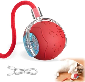 Interactive Cat Toy Balls,2025 New Interactive Rolling Cat Balls,Smart Automatic Rolling Pet Ball,Automatic Obstacle Avoidance Cat Toy with Rope for Cat & Dog (RED) Interactive Cat Toy Balls,2025 New Interactive Rolling Cat Balls,Smart Automatic Rolling Pet Ball,Automatic Obstacle Avoidance Cat Toy with Rope for Cat & Dog (RED)