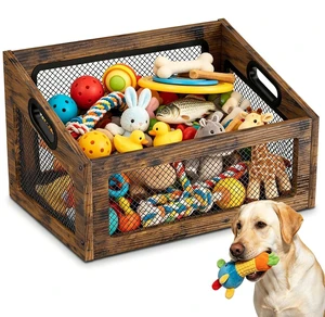 Wood Dog Toy Basket,Chew-Proof Dog Toy Box Bin | Spacious Dog Storage Organizer,Cat Toys Basket Box for Pet Toy Treat Clothes in Living Room Wood Dog Toy Basket,Chew-Proof Dog Toy Box Bin | Spacious Dog Storage Organizer,Cat Toys Basket Box for Pet Toy Treat Clothes in Living Room