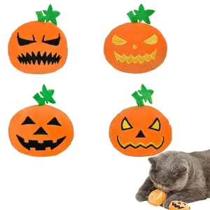 Halloween Cat Toys, Pumpkin Squeak Toys for Cats Dogs Indoor, 4Pcs Halloween Cat Toys, Pumpkin Squeak Toys for Cats Dogs Indoor, 4Pcs
