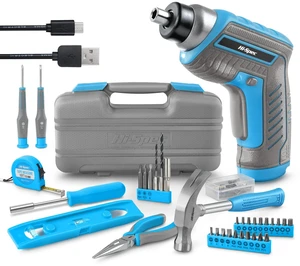 3.6V USB Electric Screwdriver for Home Repairs and Assembly,Blue | 35pc, fast assembly help, common screw bit selection, LED visibility, compact grip, quick household fixes, organized storage 3.6V USB Electric Screwdriver for Home Repairs and Assembly,Blue | 35pc, fast assembly help, common screw bit selection, LED visibility, compact grip, quick household fixes, organized storage