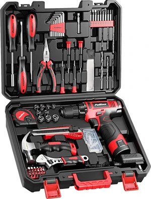 149-Piece Home Drill Set with Red 12V Cordless Drill, Hand Tools & Tool Box, Tool Kit for Women & Men and DIY Enthusiasts, for Home Improvement 149-Piece Home Drill Set with Red 12V Cordless Drill, Hand Tools & Tool Box, Tool Kit for Women & Men and DIY Enthusiasts, for Home Improvement