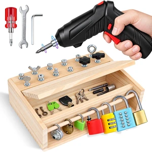 Montessori Screwdriver Board Set, Lock and Key Toy, Toddler Tools 3-5 | Drill Toy, Montessori Toys for 4 Year Old Kids with 12 Screws, 7 Locks, Toy Keys, Screwdriver for Fine Motor Learning Montessori Screwdriver Board Set, Lock and Key Toy, Toddler Tools 3-5 | Drill Toy, Montessori Toys for 4 Year Old Kids with 12 Screws, 7 Locks, Toy Keys, Screwdriver for Fine Motor Learning
