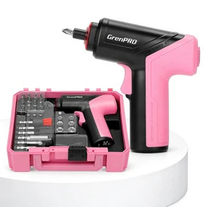3.6V Cordless Electric Screwdriver Set, 34-Piece, Pink | LED Work Light, USB-C Rechargeable, 5Nm, 200 RPM, Drill Bits & Accessories, Power Tool for Home Repairs & Furniture Assembly