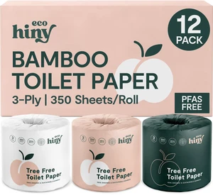 Premium Bamboo Toilet Paper 12 Mega Rolls 3ply 350 Sheets PFAS Free | Soft & Strong, FSC Certified, Septic Safe, BPA & Paraben Free, Elemental Chlorine Free, Non-Toxic, Zero Plastic Packaging Premium Bamboo Toilet Paper 12 Mega Rolls 3ply 350 Sheets PFAS Free | Soft & Strong, FSC Certified, Septic Safe, BPA & Paraben Free, Elemental Chlorine Free, Non-Toxic, Zero Plastic Packaging