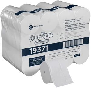 Angel Soft Professional Series Compact Premium Embossed = 2-Ply High-Capacity Toilet Paper by GP PRO, White, 19371, 750 Sheets Per Roll, 36 Rolls Per Case