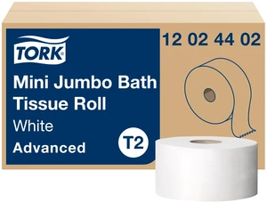 Mini Jumbo Toilet Paper Roll White T2, Advanced, 2-Ply, 12 x 751', 12024402