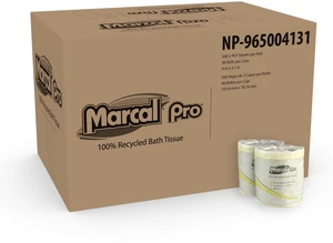 Bulk Toilet Paper, 2-Ply, 500 Sheets, 100% Recycled, Individually Wrapped, 96 Rolls (AMZN-4131)