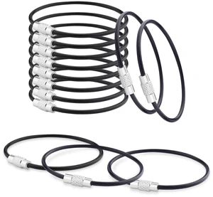 25 Pack Stainless Steel Loops 2mm Coated Wire Keychain Cable Large Key rings 6 inch Key Chain for Women, Luggage Tags, Key Tags, Keyrings, Kitchen utensils, Duster - Black 25 Pack Stainless Steel Loops 2mm Coated Wire Keychain Cable Large Key rings 6 inch Key Chain for Women, Luggage Tags, Key Tags, Keyrings, Kitchen utensils, Duster - Black