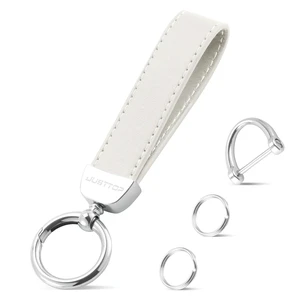 Leather Keychain, Car Key Chain with Anti-Lost D-Ring and 2 Key Ring, Keychain Wristlet, Car Accessories, Universal Keychain for Men and Women (White) Leather Keychain, Car Key Chain with Anti-Lost D-Ring and 2 Key Ring, Keychain Wristlet, Car Accessories, Universal Keychain for Men and Women (White)