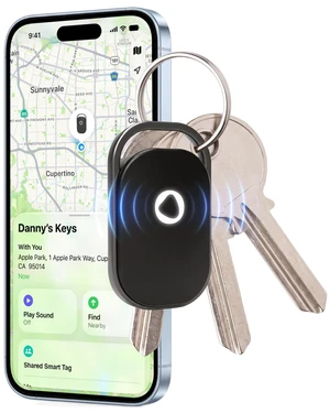 Key Tracker Rechargeable Smart Tag, Works with Apple Find My | iOS Only, MFi Certified, DualFind Sound + LED Light, 1-Year USB-C Battery, Aluminum Frame, Built-In Keychain Hole, IP66 Key Tracker Rechargeable Smart Tag, Works with Apple Find My | iOS Only, MFi Certified, DualFind Sound + LED Light, 1-Year USB-C Battery, Aluminum Frame, Built-In Keychain Hole, IP66