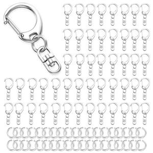 50Pcs Lobster Claw Clasps for Keychain Clip, Swivel Snap Hooks Silver Key Chain Rings DIY Making Kit for Crafts 50Pcs Lobster Claw Clasps for Keychain Clip, Swivel Snap Hooks Silver Key Chain Rings DIY Making Kit for Crafts