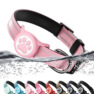Premium Airtag Dog Collarwith IP68 Waterproof AirTag Holder,Pink,S | Soft,Breathable,Nylon Padded,Reflective,Ultra-Durable Buckle,Adjustable,Comfortable for Small Medium Large Dogs