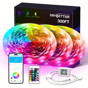 LED Strip Lights 300ft RGB Music Sync Smart App Control Indoor color changing decor bedroom kitchen party 24-key IR remote timer cuttable flexible strong adhesive LED Strip Lights 300ft RGB Music Sync Smart App Control Indoor color changing decor bedroom kitchen party 24-key IR remote timer cuttable flexible strong adhesive