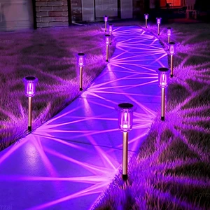 Halloween Solar Lights Outdoor 15 Pack LED Purple Pathway Lights Waterproof Halloween Decorations Outdoor for Yard Garden Walkway Outside Driveway Landscape Path, Auto On/Off, Spike Pattern Halloween Solar Lights Outdoor 15 Pack LED Purple Pathway Lights Waterproof Halloween Decorations Outdoor for Yard Garden Walkway Outside Driveway Landscape Path, Auto On/Off, Spike Pattern
