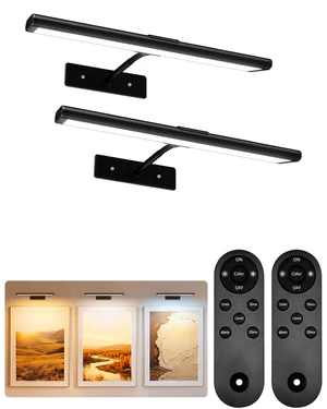 Picture Light for Wall, 13'' Black Rechargeable 4800mAh Black Lights Wireless Remote, Dimmable Magnetic LED Art Painting Light with 3 Color Temperatures, Display for Gallery, Living Room(2P) Picture Light for Wall, 13'' Black Rechargeable 4800mAh Black Lights Wireless Remote, Dimmable Magnetic LED Art Painting Light with 3 Color Temperatures, Display for Gallery, Living Room(2P)