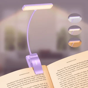 19 LED Rechargeable Book Light for Reading in Bed Eye Caring 3 Color Temps,Stepless Dimming Brightness,Memory Function,90 Hrs Runtime Lightweight Clip on Light-Purple 19 LED Rechargeable Book Light for Reading in Bed Eye Caring 3 Color Temps,Stepless Dimming Brightness,Memory Function,90 Hrs Runtime Lightweight Clip on Light-Purple