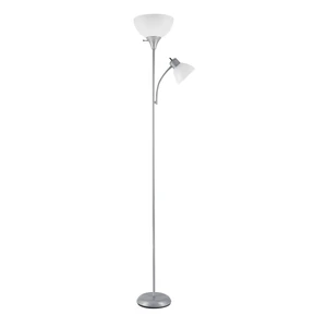 67134 72" Torchiere Floor Lamp and Adjustable Reading Light, Silver, Frosted Shade, Dual Rotary Switch, 3-Step Dimming, Modern Lighting for Living Room or Office, Timeless 67134 72" Torchiere Floor Lamp and Adjustable Reading Light, Silver, Frosted Shade, Dual Rotary Switch, 3-Step Dimming, Modern Lighting for Living Room or Office, Timeless