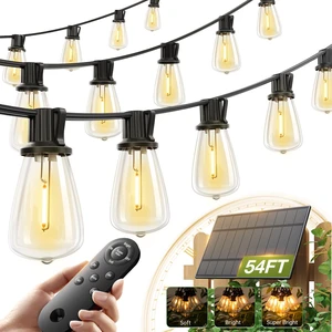 54FT(48+6) Solar String Lights Outdoor, Waterproof Dimmable 24+2 LED Patio Lights with Remote & USB Charging, Timer, 3 Light Modes, Shatterproof, Solar Lights Outdoor for Camping Backyard Garden 54FT(48+6) Solar String Lights Outdoor, Waterproof Dimmable 24+2 LED Patio Lights with Remote & USB Charging, Timer, 3 Light Modes, Shatterproof, Solar Lights Outdoor for Camping Backyard Garden