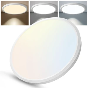 12 Inch Slim Dimmable LED Flush Mount Ceiling Light Fixtures, 24W 2640LM 3000K/4000K/5000K, Hardwired Led Lights for Bedroom Hallway Laundry Room Rental Units, 240W Equiv., White 12 Inch Slim Dimmable LED Flush Mount Ceiling Light Fixtures, 24W 2640LM 3000K/4000K/5000K, Hardwired Led Lights for Bedroom Hallway Laundry Room Rental Units, 240W Equiv., White