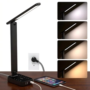 LED Desk Lamp, Power Strip with 3 Outlets 4 USB Charging Ports(2 USBC), 4 Modes 5 Level Brightness Touch Lamp, Small Desk Lamp for Home Office College Dorm Room Essentials, 10 FT LED Desk Lamp, Power Strip with 3 Outlets 4 USB Charging Ports(2 USBC), 4 Modes 5 Level Brightness Touch Lamp, Small Desk Lamp for Home Office College Dorm Room Essentials, 10 FT