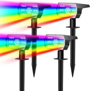 Solar Color Changing Lights - 4 Pack (Multicolor) 23 LED 7 Color Changing Modes IP68 Waterproof Solar Spot Lights for Outdoor Gardens, Yards, Landscapes & Halloween Solar Color Changing Lights - 4 Pack (Multicolor) 23 LED 7 Color Changing Modes IP68 Waterproof Solar Spot Lights for Outdoor Gardens, Yards, Landscapes & Halloween