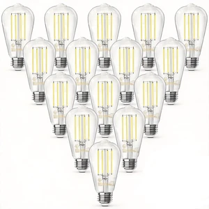 LED Edison Light Bulbs, E26 Dimmable Vintage Bulb, 8W = 60W Equivalent Daylight White 5000K, 800LM, E26 Base, ST19/58, 80+CRI, Clear Glass, Antique Decorative Filament Bulb for Living Room, 20Pack LED Edison Light Bulbs, E26 Dimmable Vintage Bulb, 8W = 60W Equivalent Daylight White 5000K, 800LM, E26 Base, ST19/58, 80+CRI, Clear Glass, Antique Decorative Filament Bulb for Living Room, 20Pack
