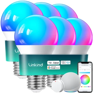 Smart Light Bulbs, Work with Alexa, Google Home, AiDot Remote Control, 16 Million Color Changing, 1800K-6500K White, 2.4G WiFi+Bluetooth, Preset Scene, A19 E26, 60W 800LM, 6Pack Smart Light Bulbs, Work with Alexa, Google Home, AiDot Remote Control, 16 Million Color Changing, 1800K-6500K White, 2.4G WiFi+Bluetooth, Preset Scene, A19 E26, 60W 800LM, 6Pack