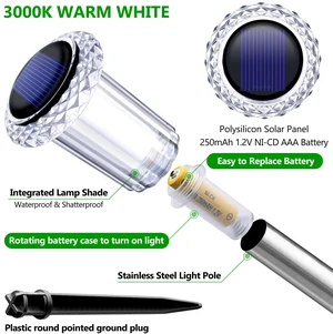 10 Pack Solar Pathway Lights Outdoor Waterproof Warm White LED Stainless Steel Stake Lights for Yard Garden Decor for Outside Patio Lawn Auto On/Off 3000K Crystal-like Acrylic Lampshade 10 Pack Solar Pathway Lights Outdoor Waterproof Warm White LED Stainless Steel Stake Lights for Yard Garden Decor for Outside Patio Lawn Auto On/Off 3000K Crystal-like Acrylic Lampshade