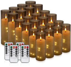 24 Pack Halloween Decoration Flickering Flameless Candles, Battery Operated LED Candles for New Year, Home Decor, Parties, Wedding,Christmas(D2.2 x H 5" 6" 7") Grey 24 Pack Halloween Decoration Flickering Flameless Candles, Battery Operated LED Candles for New Year, Home Decor, Parties, Wedding,Christmas(D2.2 x H 5" 6" 7") Grey