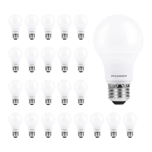 Sylvania ECO LED A19 Light Bulb, 60W Equivalent Efficient 9W, 7 Year, 750 Lumens, Medium Base, Frosted, 2700K, Soft White - 24 Pack (40986) Sylvania ECO LED A19 Light Bulb, 60W Equivalent Efficient 9W, 7 Year, 750 Lumens, Medium Base, Frosted, 2700K, Soft White - 24 Pack (40986)