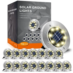 Solar Lights Outdoor Waterproof, Warm White, 16 Pack Ground Lights Solar Powered Lights Outdoor Solar Disk Light Landscape Light for Deck Step Patio Yard Pathway Walkway Driveway Garden Solar Lights Outdoor Waterproof, Warm White, 16 Pack Ground Lights Solar Powered Lights Outdoor Solar Disk Light Landscape Light for Deck Step Patio Yard Pathway Walkway Driveway Garden