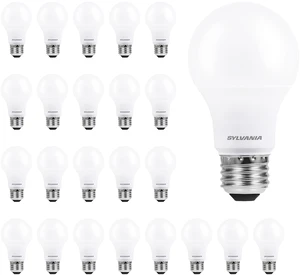 Sylvania ECO LED A19 Light Bulb, 60W Equivalent, Efficient 9W, 7 Year, 750 Lumens, Non-Dimmable, Frosted, 5000K Daylight - 24 Pack (40987) Sylvania ECO LED A19 Light Bulb, 60W Equivalent, Efficient 9W, 7 Year, 750 Lumens, Non-Dimmable, Frosted, 5000K Daylight - 24 Pack (40987)