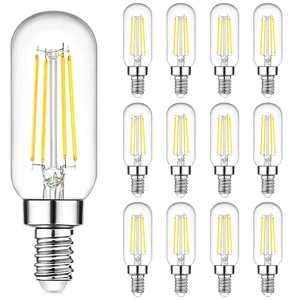 E12 LED Light Bulbs 40 Watt Equivalent, 4W Candelabra Dimmable Edison Bulbs, 5000K T6 Bulbs for Chandelier Ceiling Fan Light 400LM, Vintage T25 Tubular Small Filament Bulbs, 12 Packs E12 LED Light Bulbs 40 Watt Equivalent, 4W Candelabra Dimmable Edison Bulbs, 5000K T6 Bulbs for Chandelier Ceiling Fan Light 400LM, Vintage T25 Tubular Small Filament Bulbs, 12 Packs