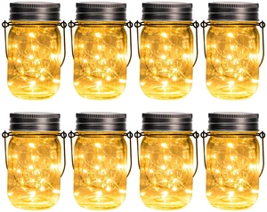 Solar Mason Jar Lights, 8 Pack 30 Led String Fairy Lights Garden Lights Outdoor Waterproof Hanging Solar Lanterns for Outdoor, Garden, Patio, Lawn, Balcony Decoration Solar Mason Jar Lights, 8 Pack 30 Led String Fairy Lights Garden Lights Outdoor Waterproof Hanging Solar Lanterns for Outdoor, Garden, Patio, Lawn, Balcony Decoration