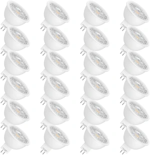 24 Pack MR16 LED Bulbs 5W GU5.3 12V Spotlights, 2700K Warm White 50W Halogen Equivalent, Non-Dimmable, 45° Beam Angle, 450lm, Landscape, Recessed, Track Lighting, Low Voltage, Bi-Pin Base 24 Pack MR16 LED Bulbs 5W GU5.3 12V Spotlights, 2700K Warm White 50W Halogen Equivalent, Non-Dimmable, 45° Beam Angle, 450lm, Landscape, Recessed, Track Lighting, Low Voltage, Bi-Pin Base