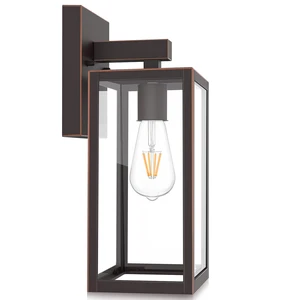 Outdoor Wall Light Fixture, Exterior Waterproof Wall Lantern Porch Wall Sconce Large Oil Rubbed Bronze, Anti-Rust, E26 Socket, Clear Glass, Outside Wall Mount Light, Front Door Lighting Outdoor Wall Light Fixture, Exterior Waterproof Wall Lantern Porch Wall Sconce Large Oil Rubbed Bronze, Anti-Rust, E26 Socket, Clear Glass, Outside Wall Mount Light, Front Door Lighting