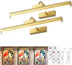 16" Wireless Picture Lights for Wall, Rechargeable Art Light, 2Pack Gold Aluminum Photo Frame Light, Remote & Touch Control, 5000mAh Battery, 3 Color Temp, Dimmable, Magnetic Gallery Painting Light 16" Wireless Picture Lights for Wall, Rechargeable Art Light, 2Pack Gold Aluminum Photo Frame Light, Remote & Touch Control, 5000mAh Battery, 3 Color Temp, Dimmable, Magnetic Gallery Painting Light